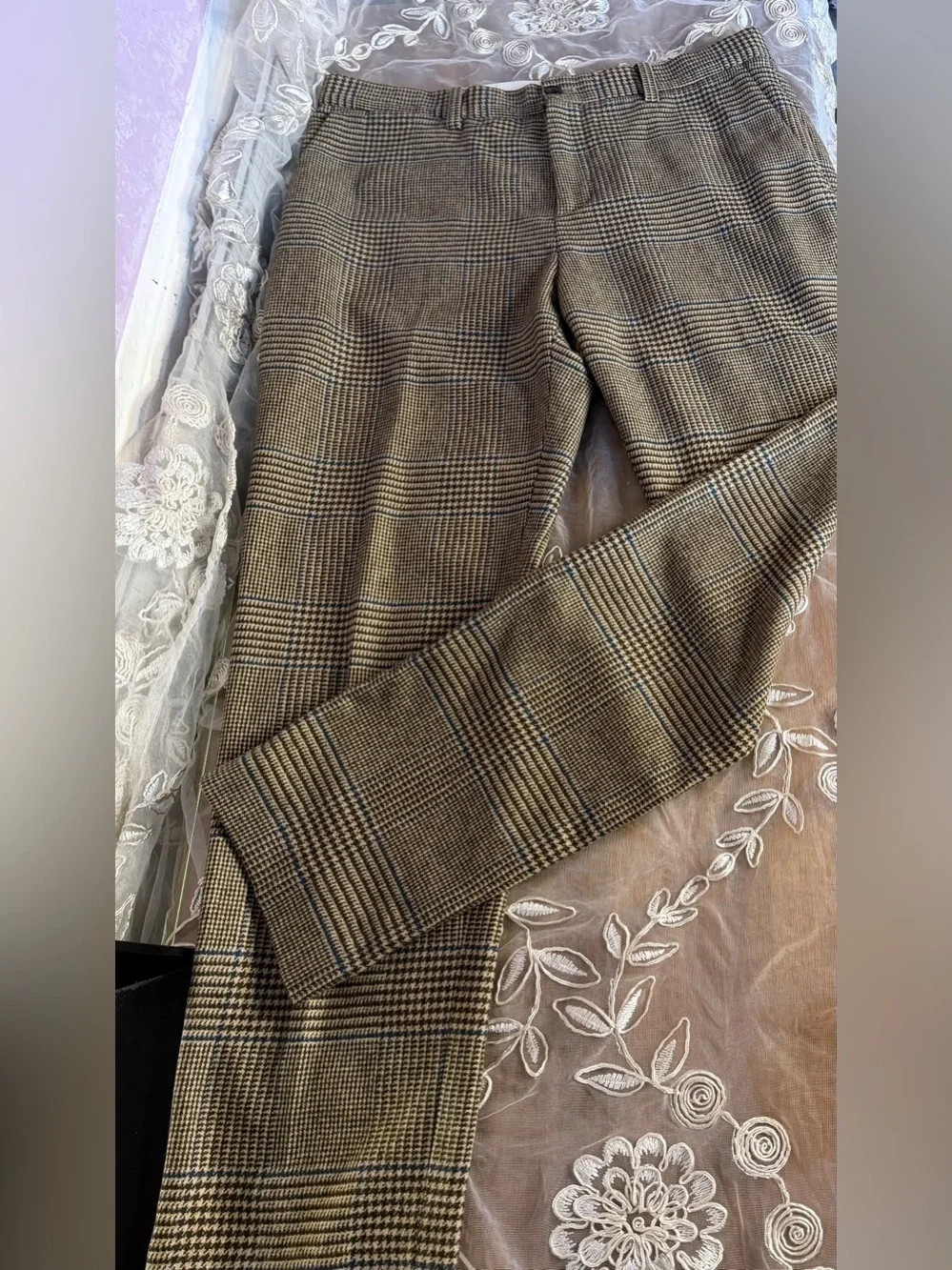 Zara Brown Glen Plaid Dress Trousers